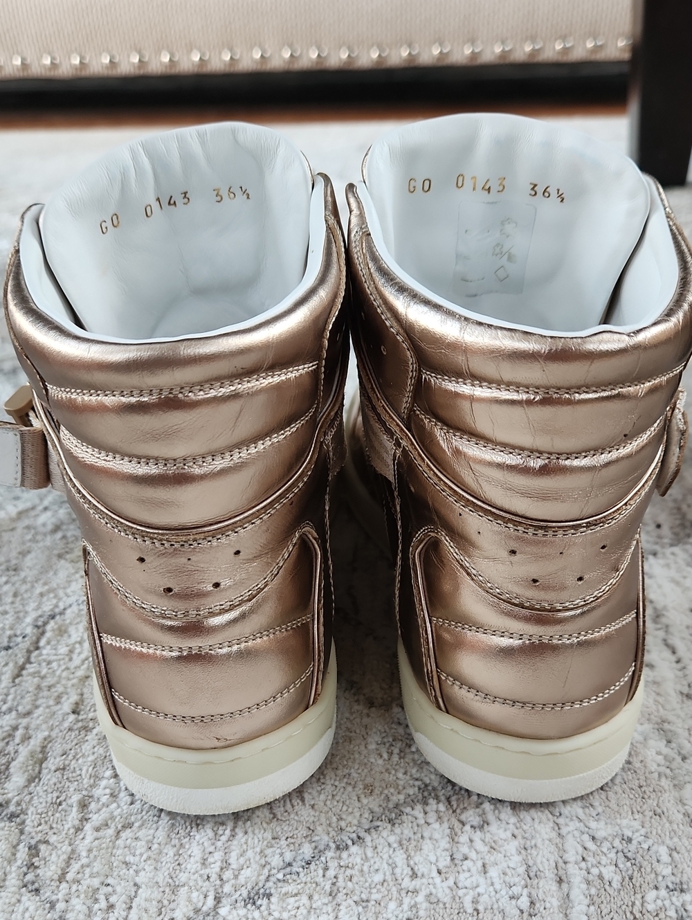 Louis Vuitton High Top Gold Lesther Sneakers, Size 6 1/2 - Picture 6 of 11